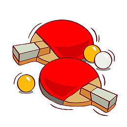 乒乓球和乒乓球拍插画