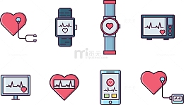 卡通可爱健康心跳检测设备图标