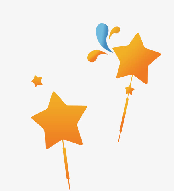 橙色卡通手绘星星