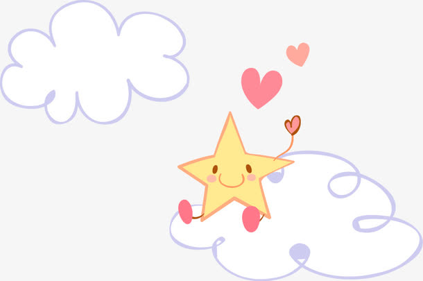 手绘云朵心形星星图案