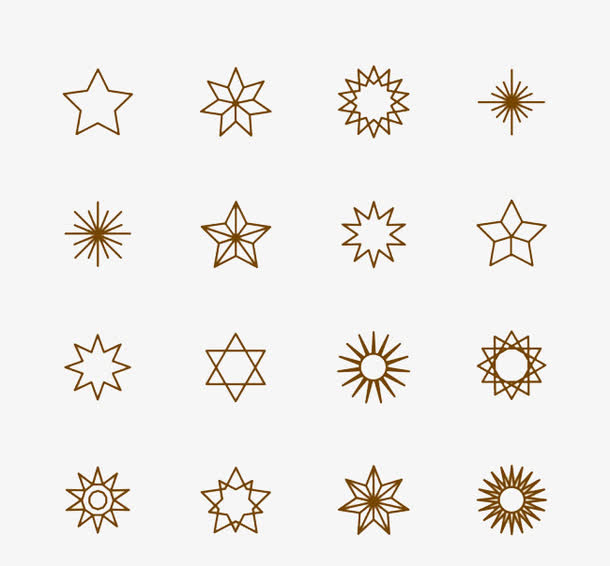 16款手绘星星图标矢量图