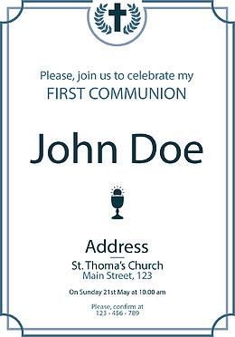 简约深蓝色邀请函边框