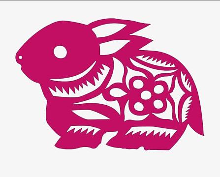 兔子剪纸png卡通十二生肖申猴艺术字png春节十二生肖剪纸艺术字免费