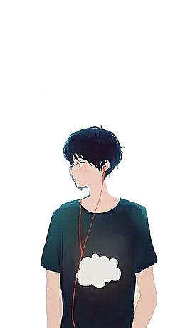 听歌男生侧身元素