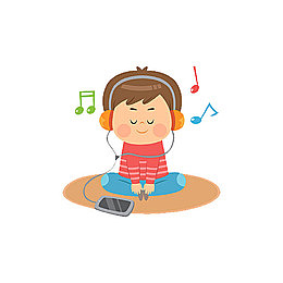 听音乐的小男孩