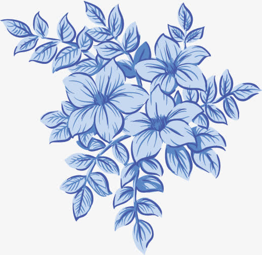 蓝色素雅线绘图案