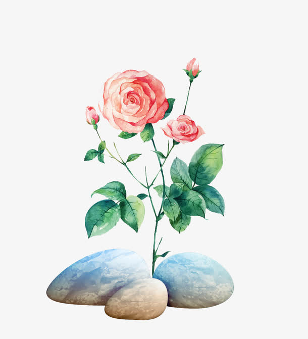 手绘彩色花卉墙绘免抠素材免费下载_觅元素51yuansu.com