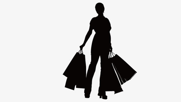 购物女孩剪影