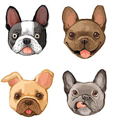 法斗犬四种表情头像