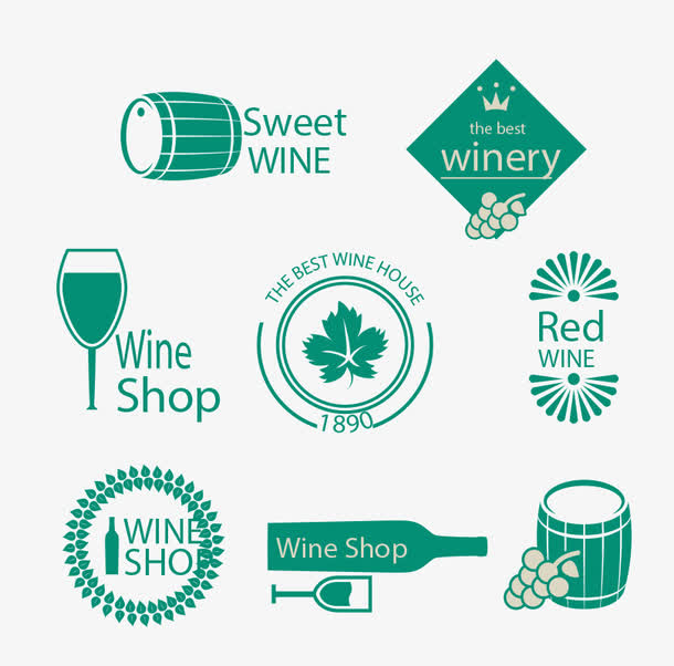 葡萄酒绿色矢量图标