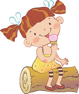 坐在树墩上的女孩