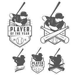 打棒球的运动员黑白图标