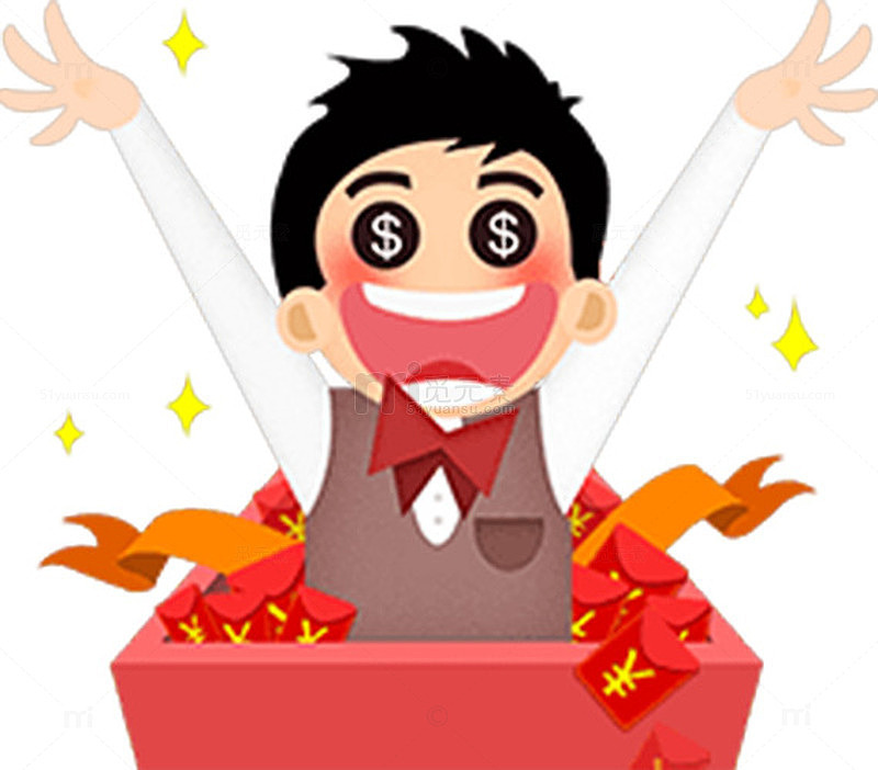 卡通中奖尖叫的人PNG