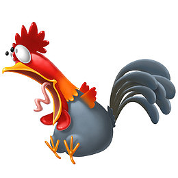 卡通惊吓公鸡