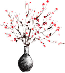手绘花瓶梅花