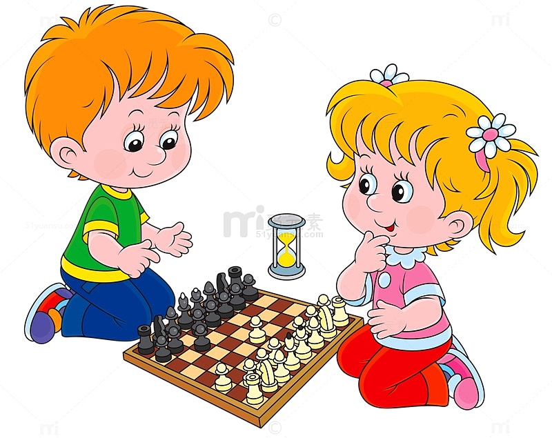 下棋的小孩素材