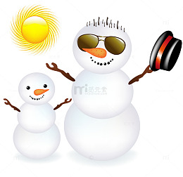 父子雪人高清大图