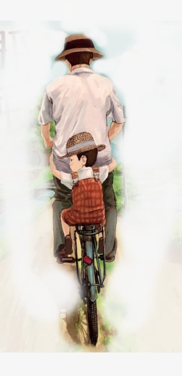 手绘父子艺术字免抠素材