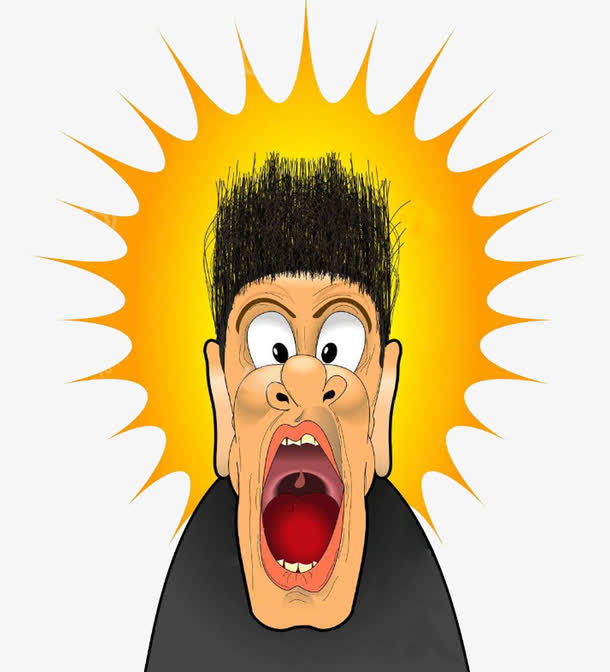 卡通手绘尖叫的人png