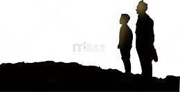黑色父子剪影PNG