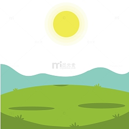 绿色草地风景矢量图