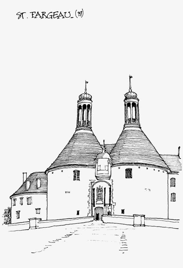 手绘场景线描素材免费下载_觅元素