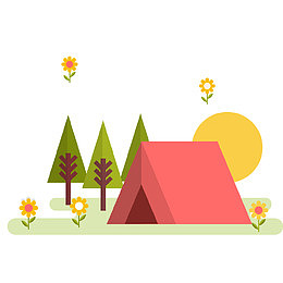 卡通鼠绘户外风景矢量图