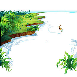 河边卡通风光矢量图