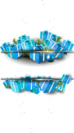 蓝色节日装饰礼物盒