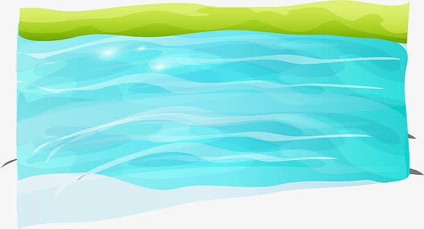 蓝色卡通湖水