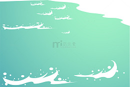 清新绿色卡通湖水波纹