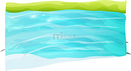 蓝色卡通湖水