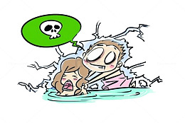卡通落水电击