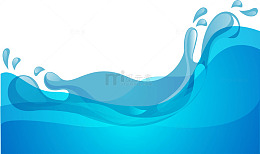 蓝色手绘卡通湖水浪花