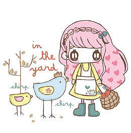 卡通简笔画小女孩英文字母装饰