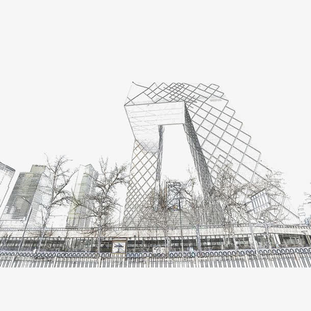 北京电视台建筑简笔画图片