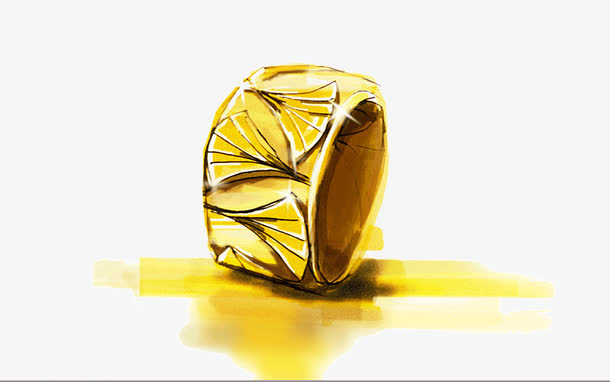 手绘金戒指