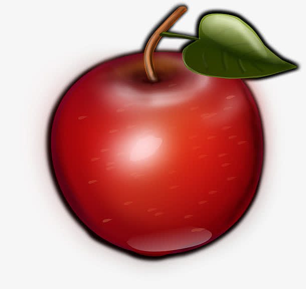 带叶子的红色的大苹果