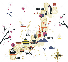 矢量传统日本文化旅游素材