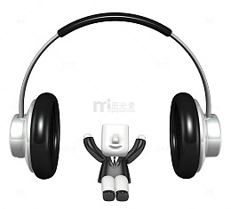 人物手绘 耳机音乐