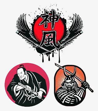 日式风格武士矢量