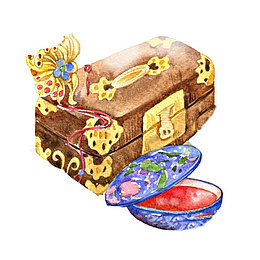 古代梳妆盒手绘胭脂盒化妆品盒