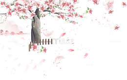 手绘桃花树装饰图案