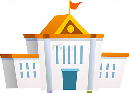 卡通手绘学校建筑