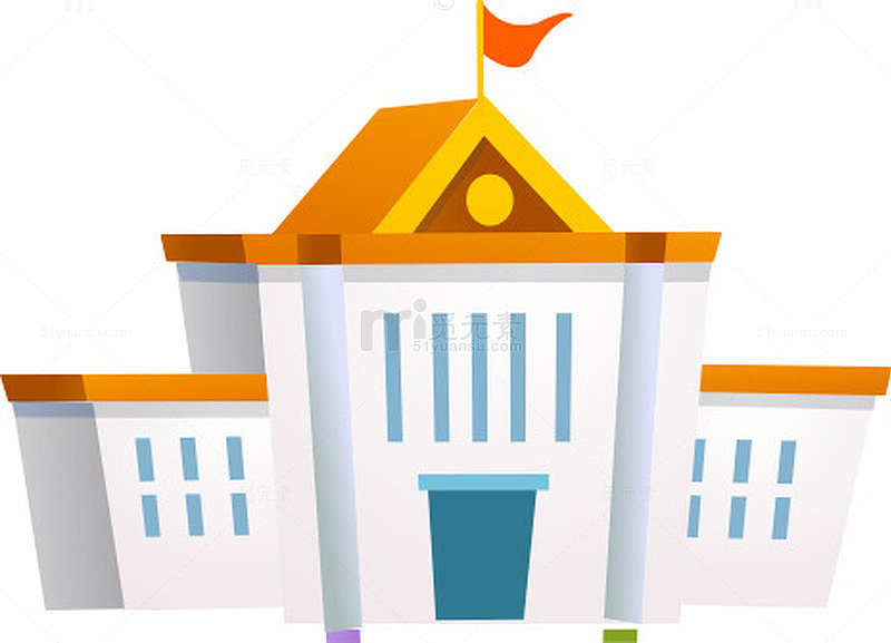 卡通手绘学校建筑