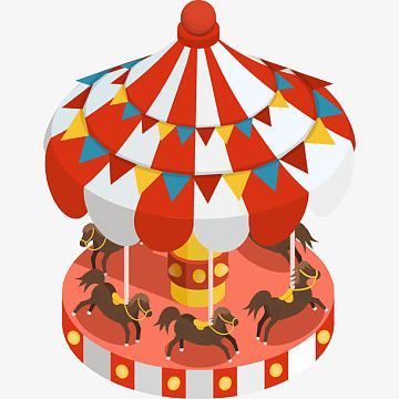 卡通旋转木马png手绘飞马png六一儿童节梦幻手绘边框psdpng卡通复古