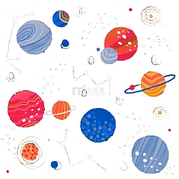 手绘五彩星空图案