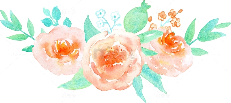 手绘橙色玫瑰花图案