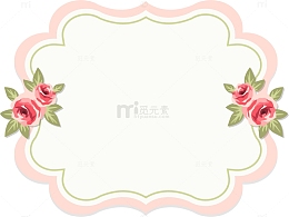 手绘玫瑰花文字标签