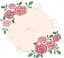 手绘红色玫瑰花花藤